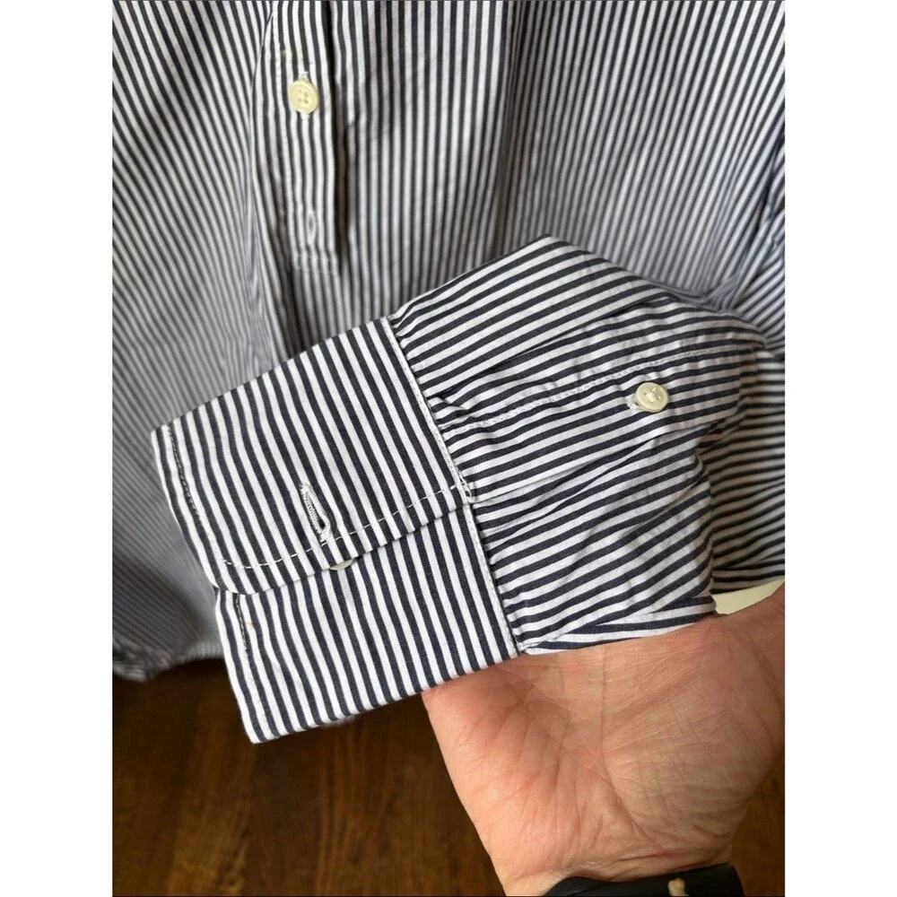 J. Crew Jules ruffle pan collar striped cotton button down shirt women’s 2 small